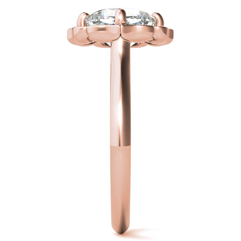 Cushion Halo Engagement Ring with Plain Band