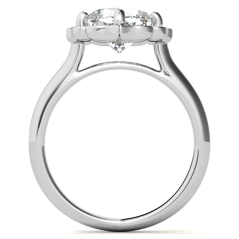 Cushion Halo Engagement Ring with Plain Band