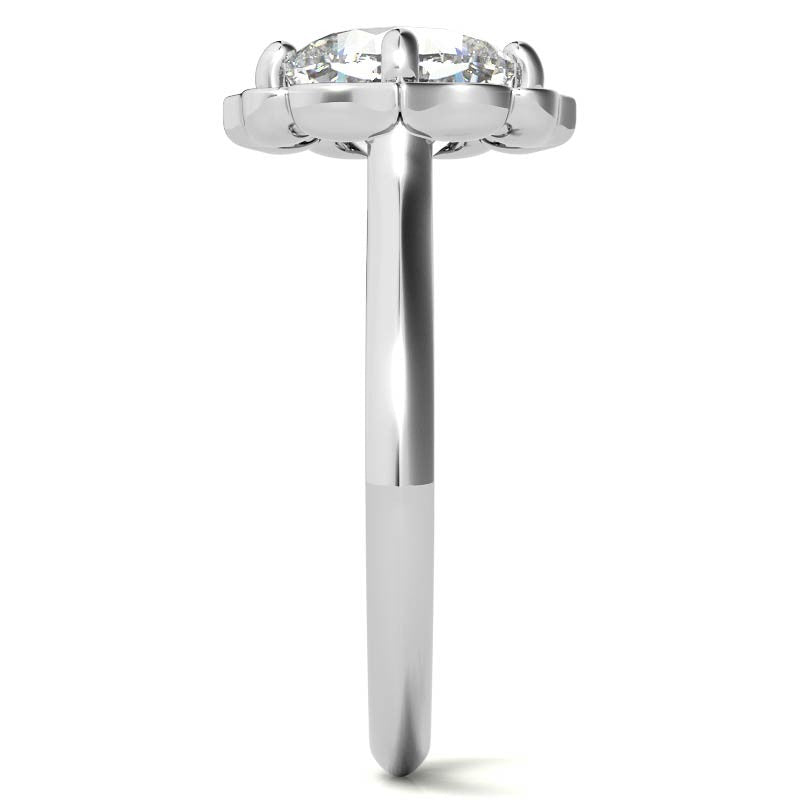 Cushion Halo Engagement Ring with Plain Band