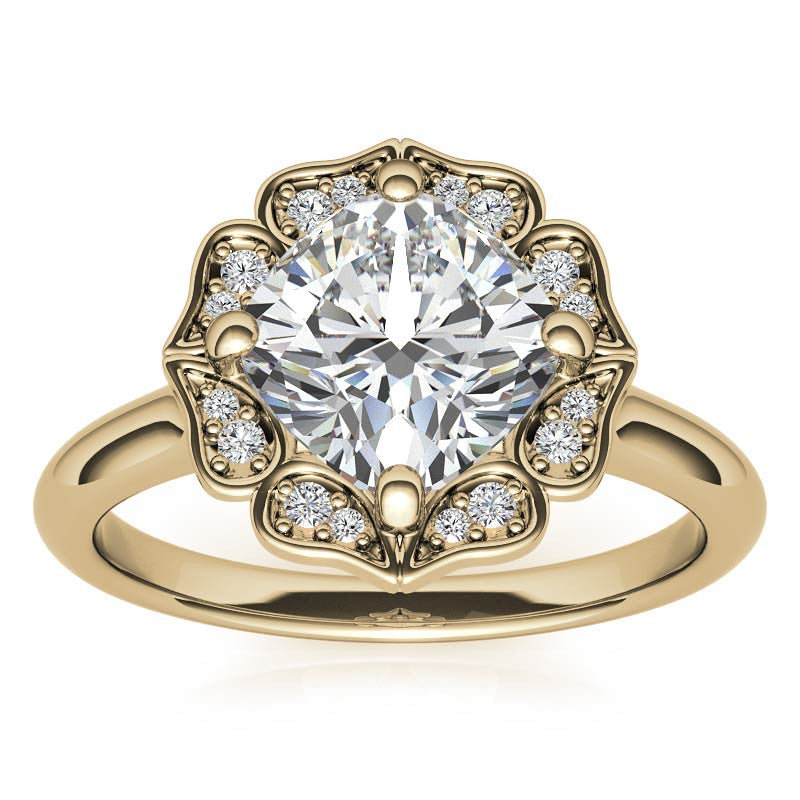 Cushion Halo Engagement Ring with Plain Band