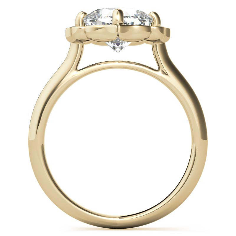 Cushion Halo Engagement Ring with Plain Band