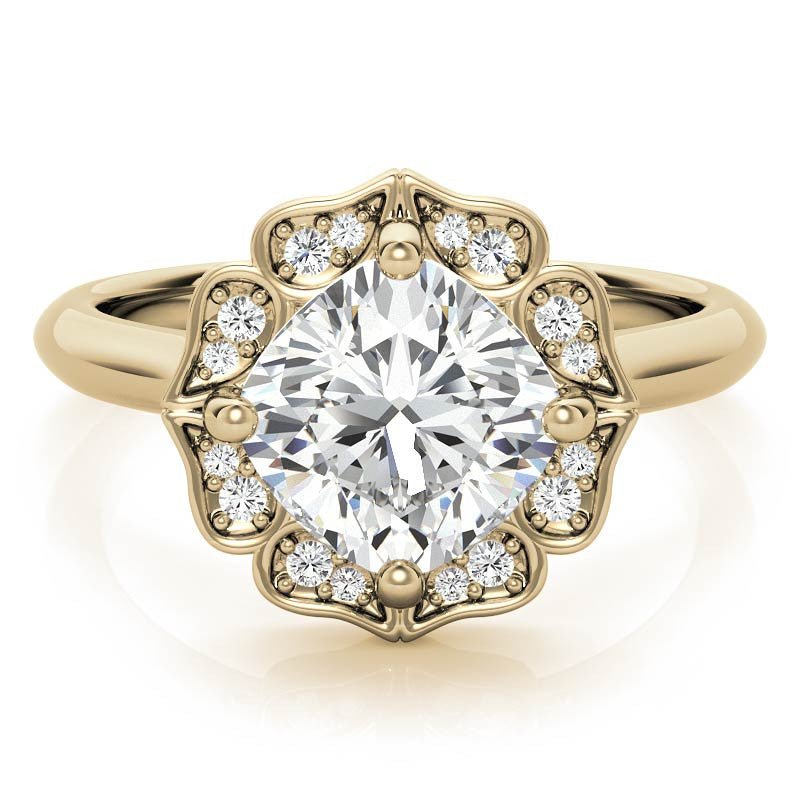 Cushion Halo Engagement Ring with Plain Band