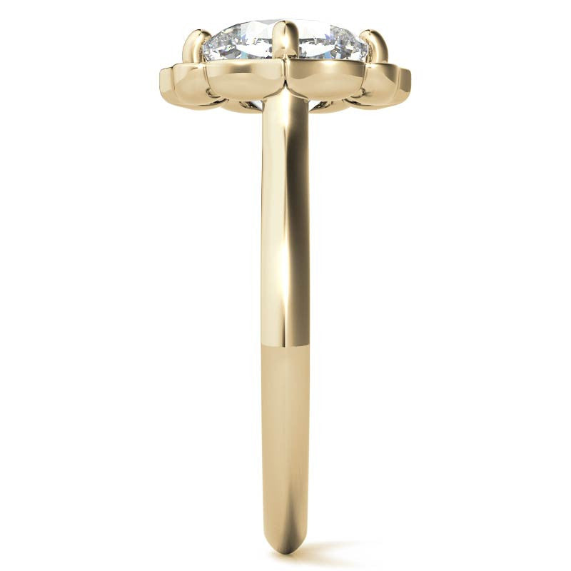 Cushion Halo Engagement Ring with Plain Band