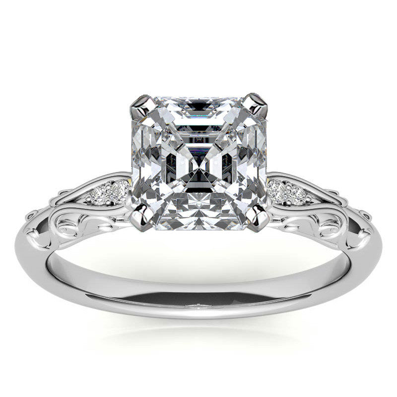 Antique Style Scroll Moissanite Engagement Ring