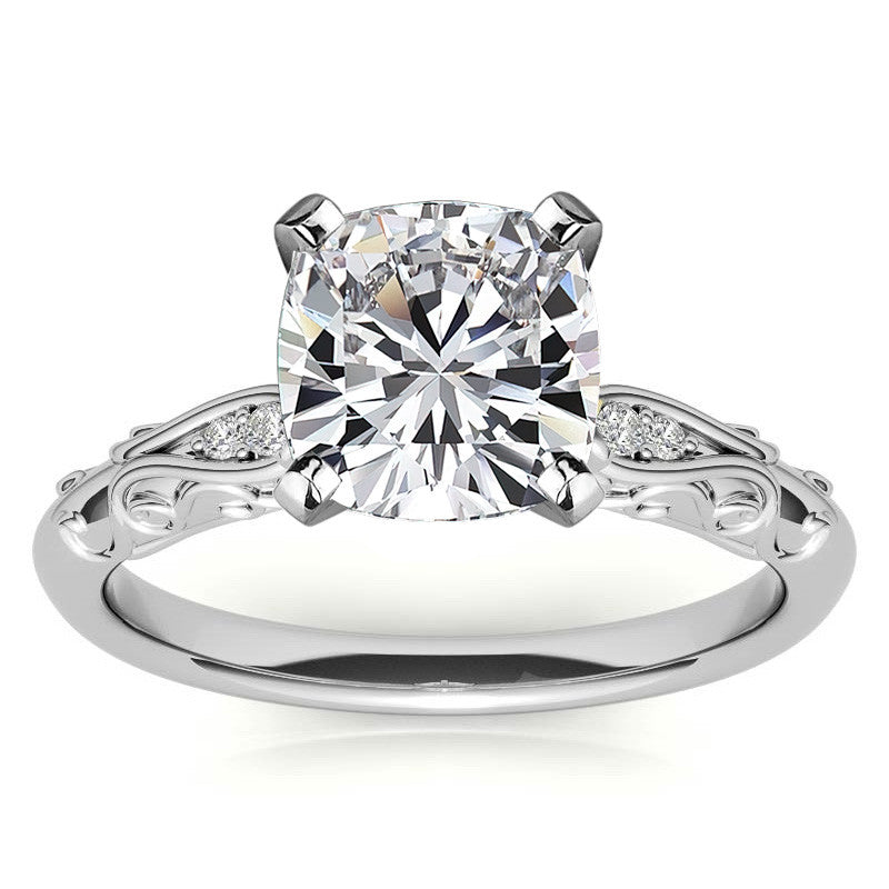 Antique Style Scroll Moissanite Engagement Ring