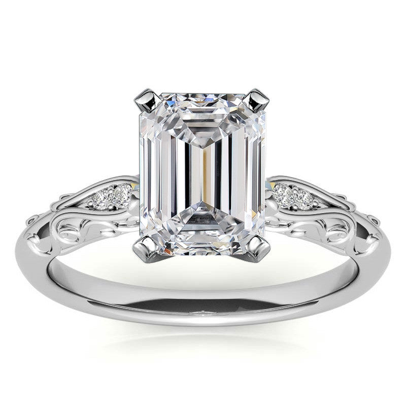 Antique Style Scroll Moissanite Engagement Ring