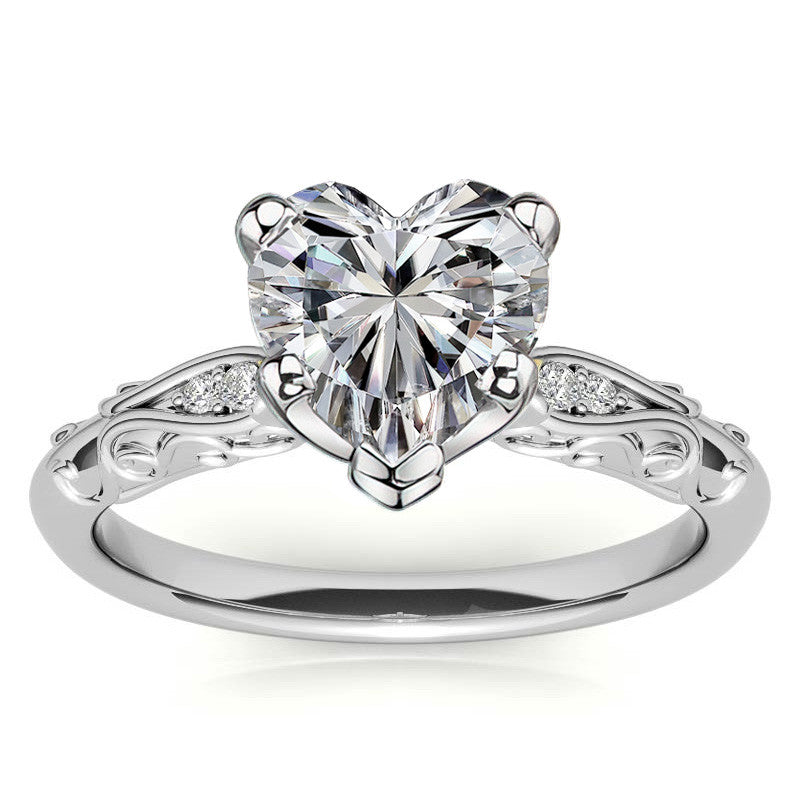 Antique Style Scroll Moissanite Engagement Ring