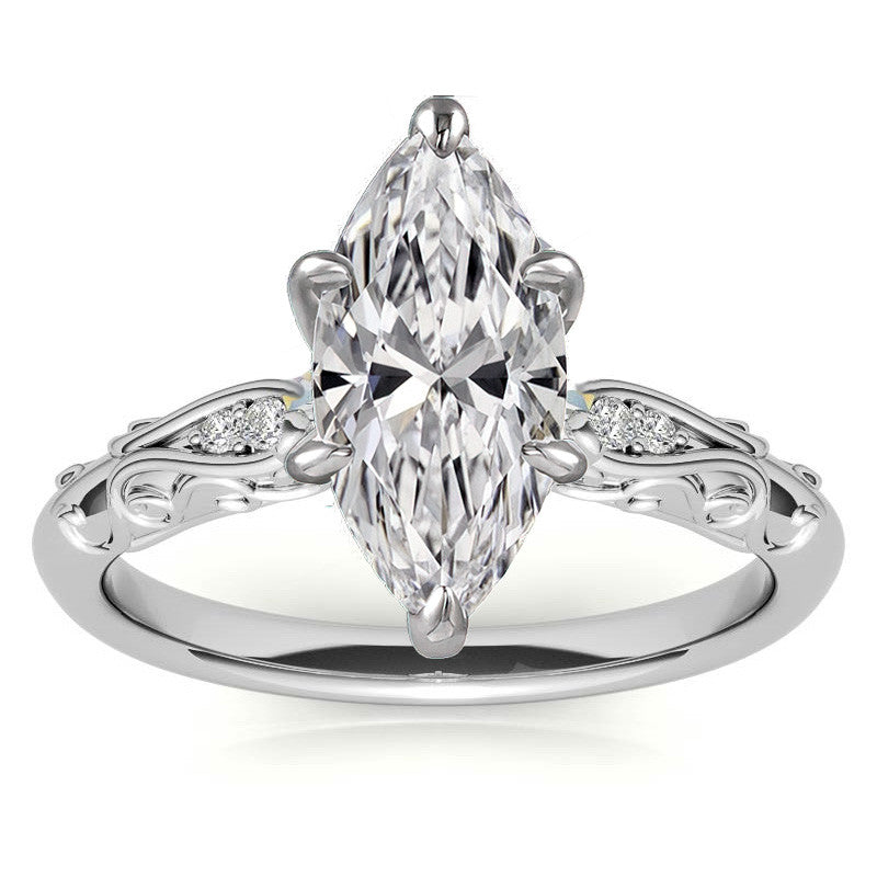 Antique Style Scroll Moissanite Engagement Ring
