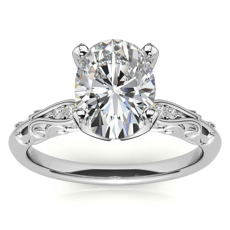 Antique Style Scroll Moissanite Engagement Ring