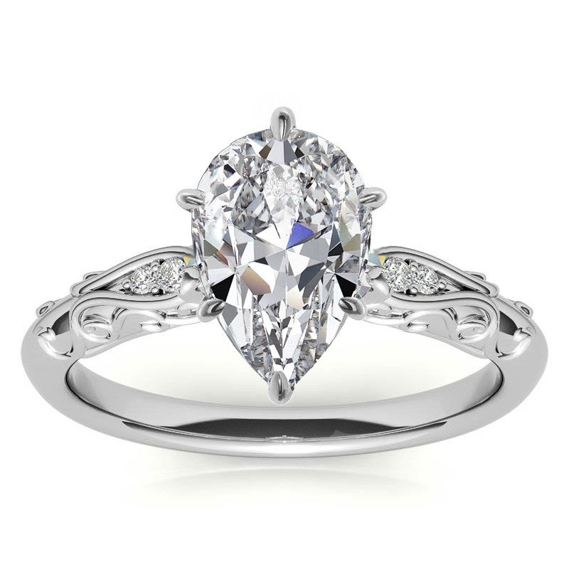 Antique Style Scroll Moissanite Engagement Ring