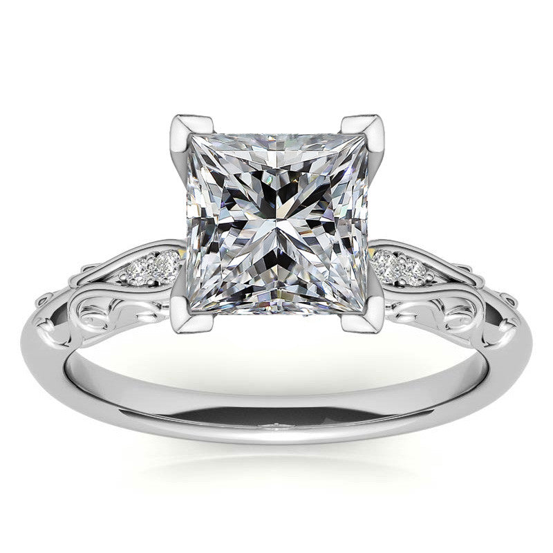 Antique Style Scroll Moissanite Engagement Ring