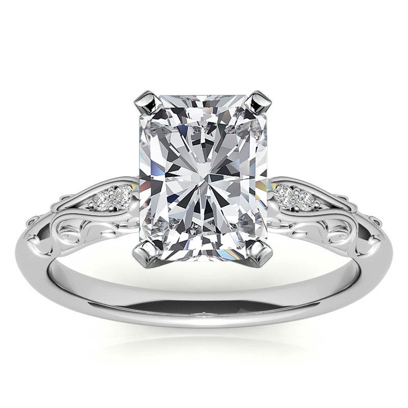 Antique Style Scroll Moissanite Engagement Ring