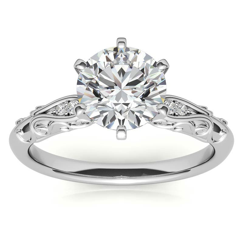Antique Style Scroll Moissanite Engagement Ring