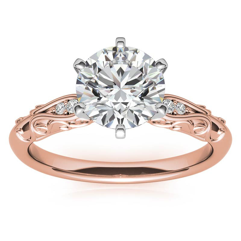 Antique Style Scroll Moissanite Engagement Ring