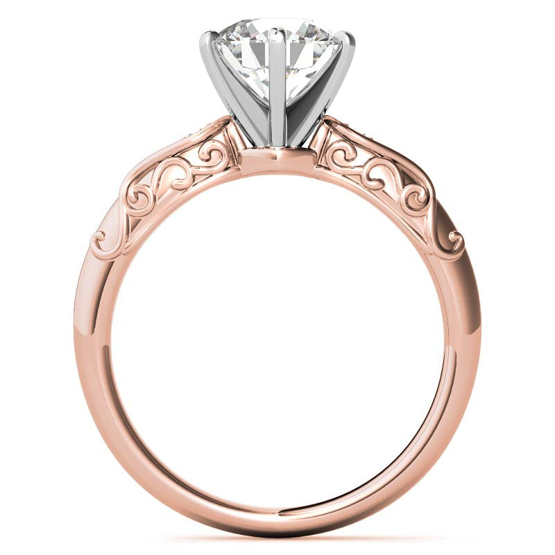 Antique Style Scroll Moissanite Engagement Ring
