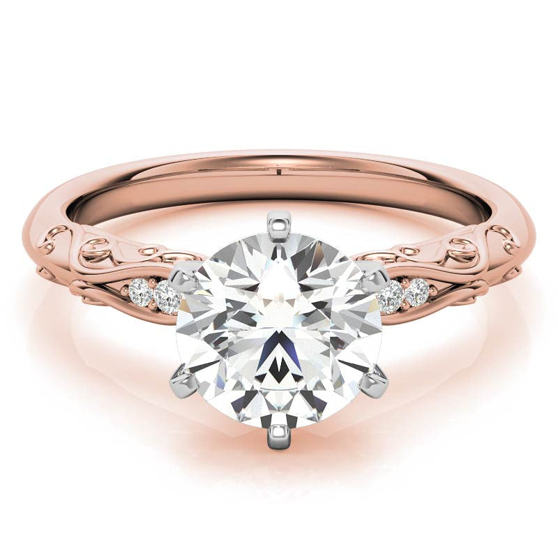 Antique Style Scroll Moissanite Engagement Ring