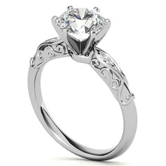Antique Style Scroll Moissanite Engagement Ring