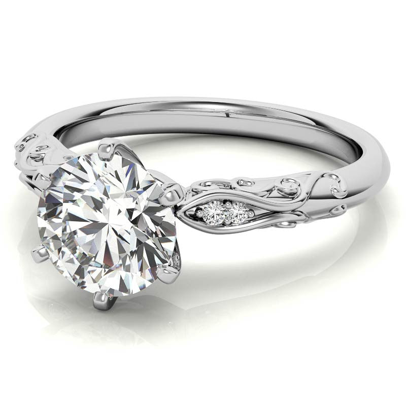 Antique Style Scroll Moissanite Engagement Ring