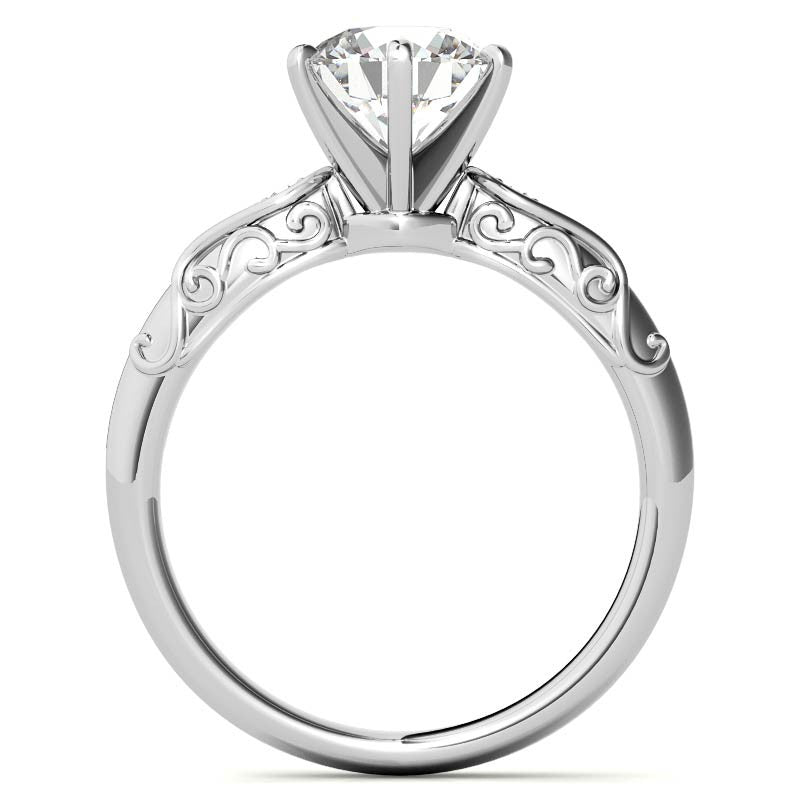 Antique Style Scroll Moissanite Engagement Ring