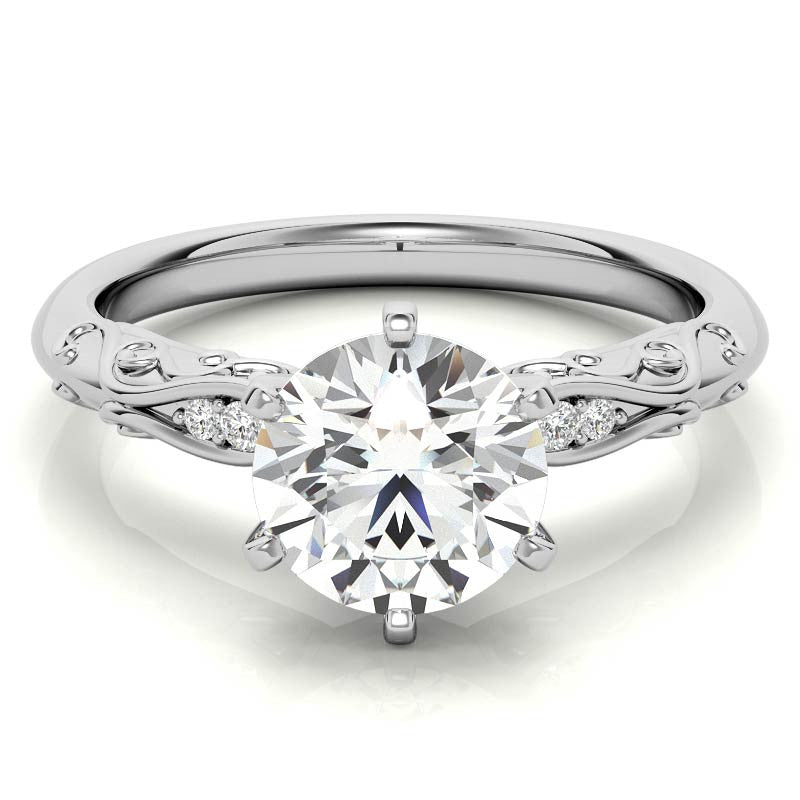 Antique Style Scroll Moissanite Engagement Ring