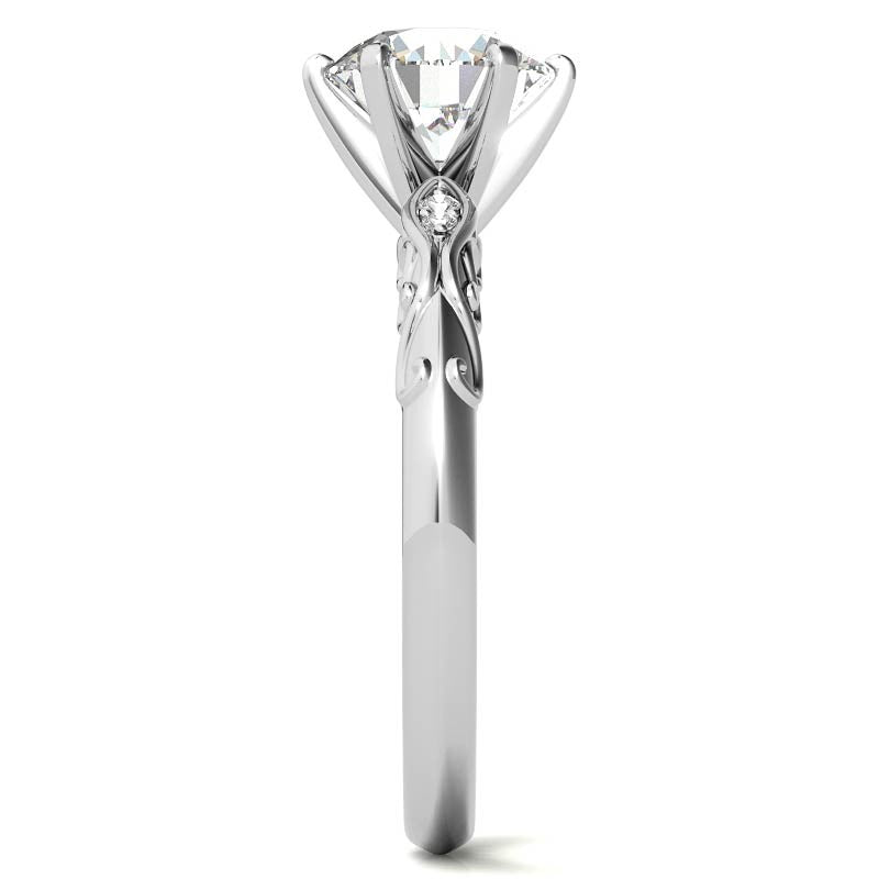 Antique Style Scroll Moissanite Engagement Ring
