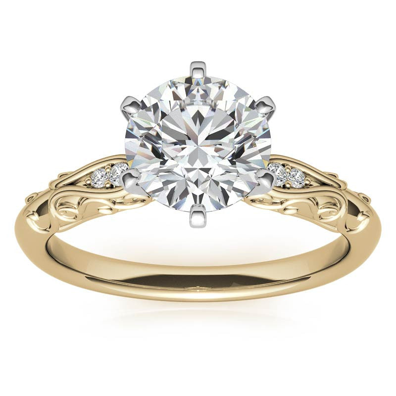 Antique Style Scroll Moissanite Engagement Ring