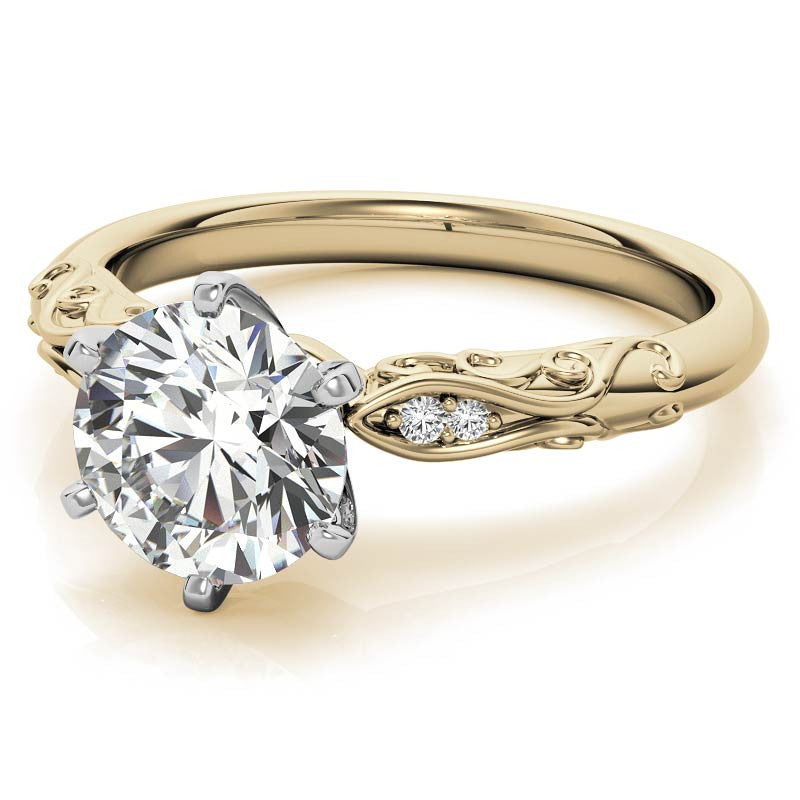 Antique Style Scroll Moissanite Engagement Ring