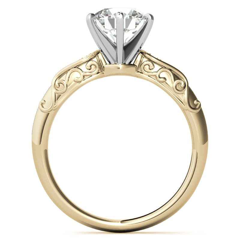 Antique Style Scroll Moissanite Engagement Ring