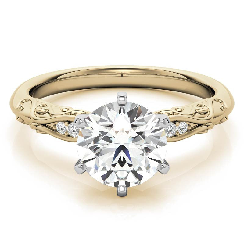 Antique Style Scroll Moissanite Engagement Ring