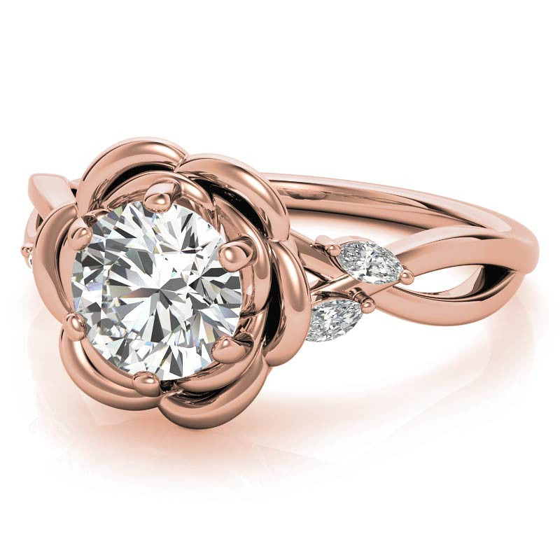 6-Prong Floral Split Shank Moissanite Engagement Ring