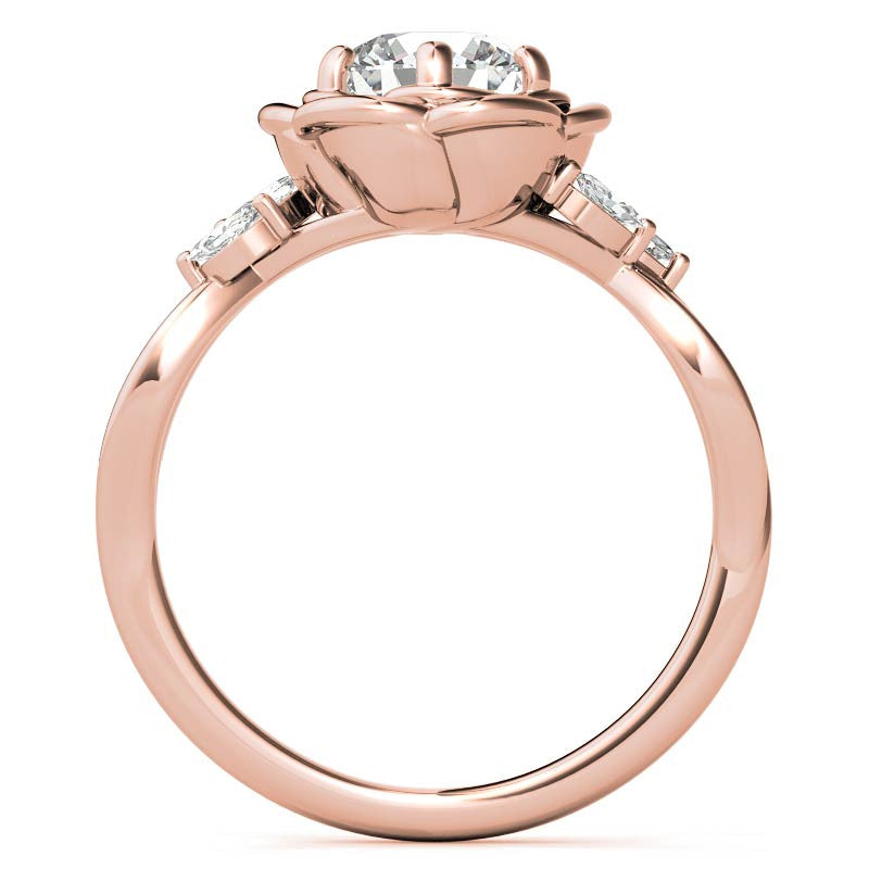 6-Prong Floral Split Shank Moissanite Engagement Ring