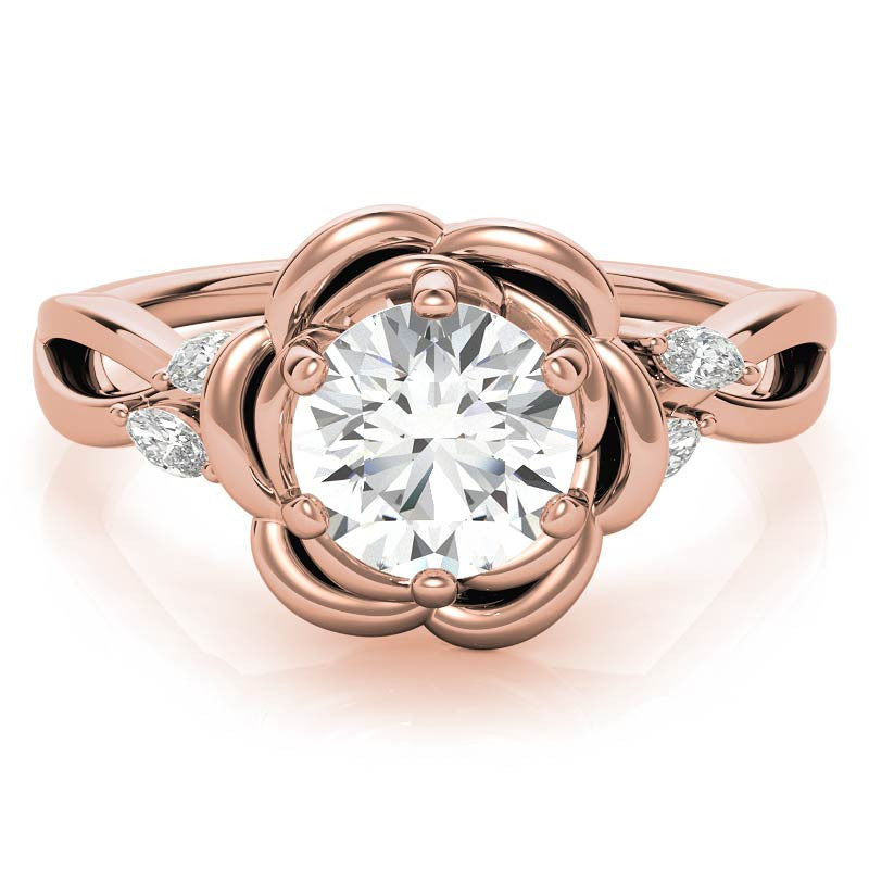6-Prong Floral Split Shank Moissanite Engagement Ring