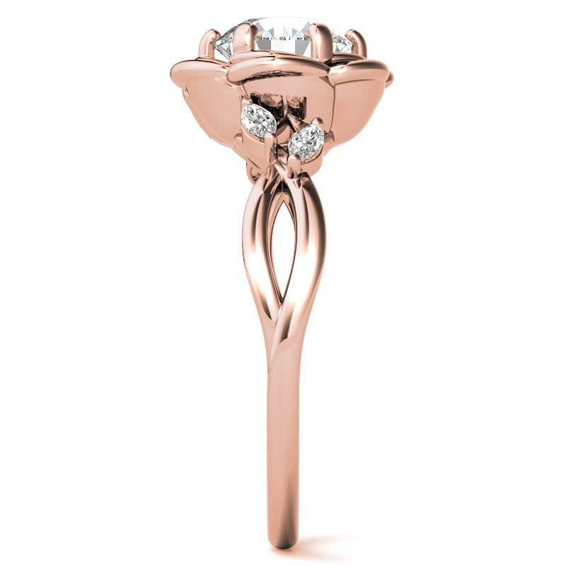 6-Prong Floral Split Shank Moissanite Engagement Ring