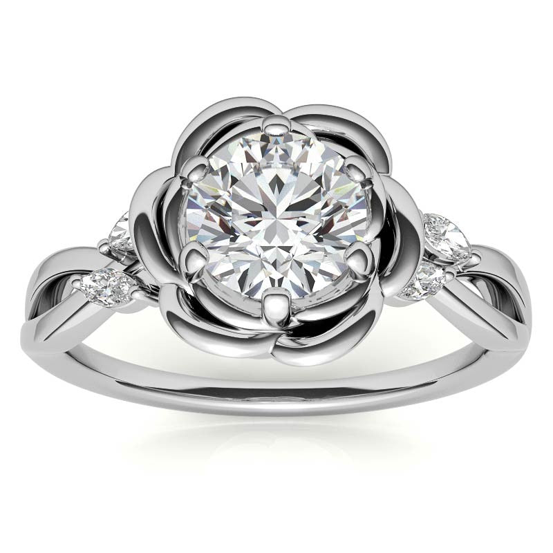 6-Prong Floral Split Shank Moissanite Engagement Ring