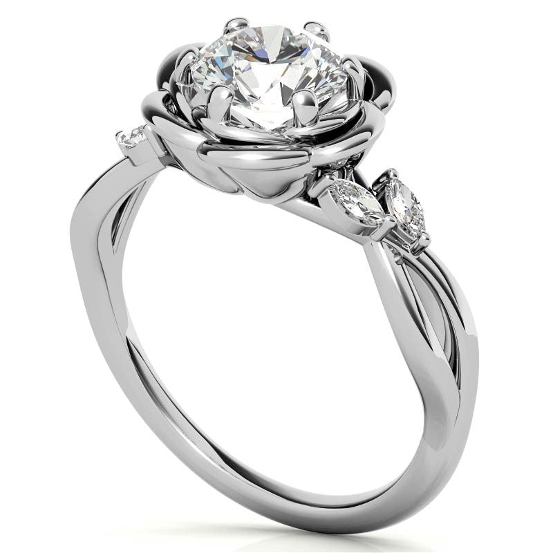 6-Prong Floral Split Shank Moissanite Engagement Ring