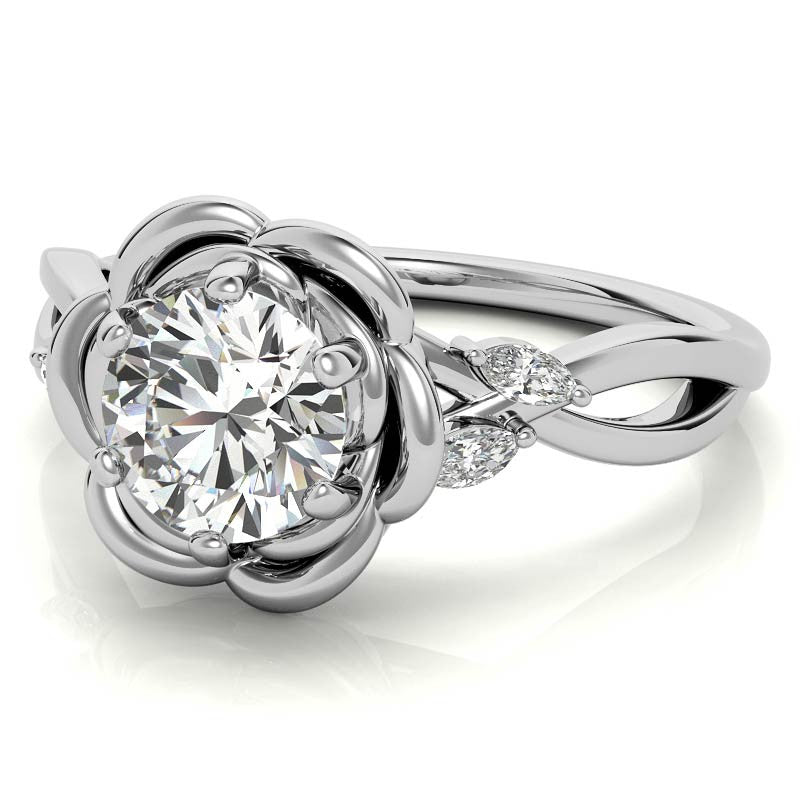 6-Prong Floral Split Shank Moissanite Engagement Ring