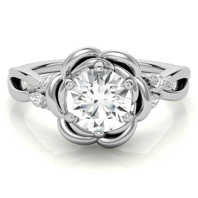 6-Prong Floral Split Shank Moissanite Engagement Ring