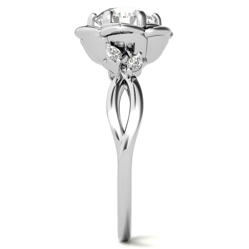 6-Prong Floral Split Shank Moissanite Engagement Ring