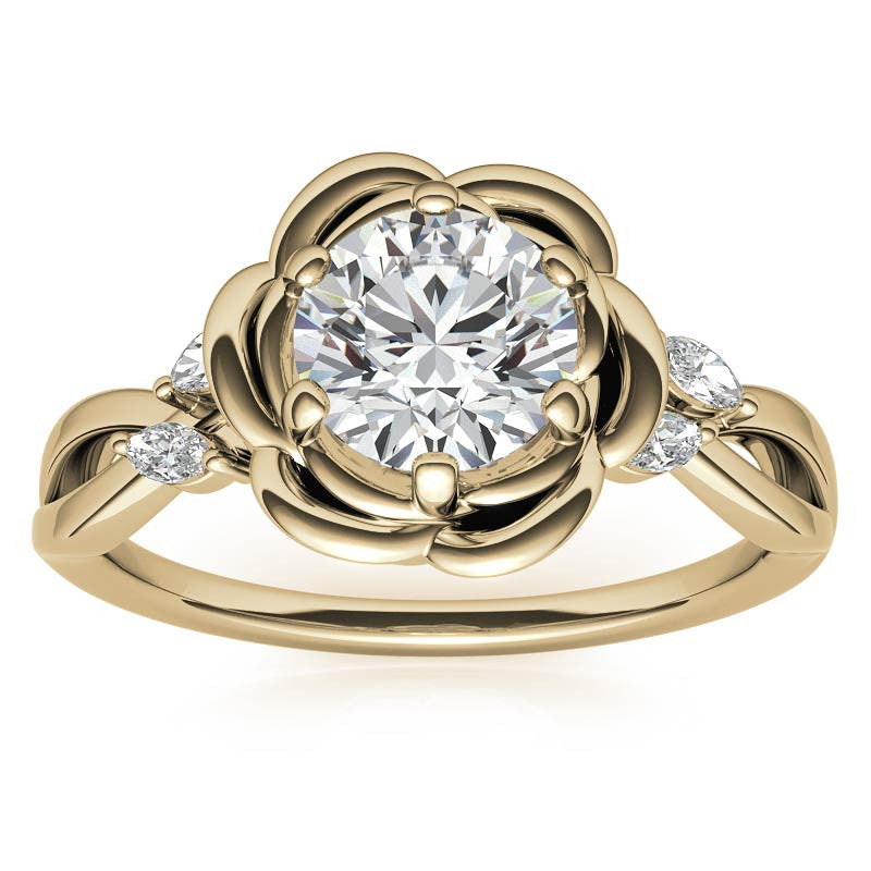 6-Prong Floral Split Shank Moissanite Engagement Ring