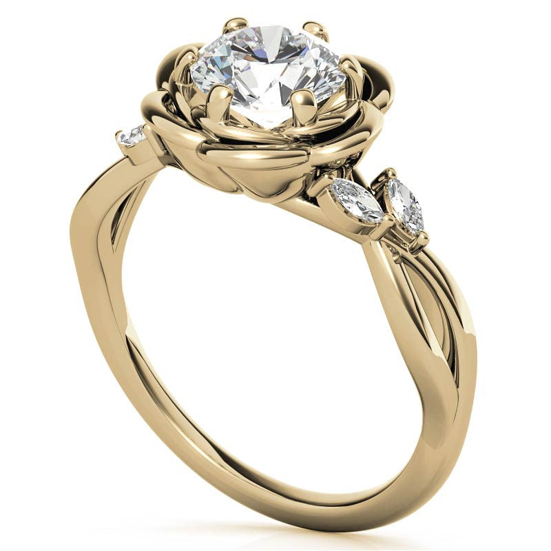 6-Prong Floral Split Shank Moissanite Engagement Ring