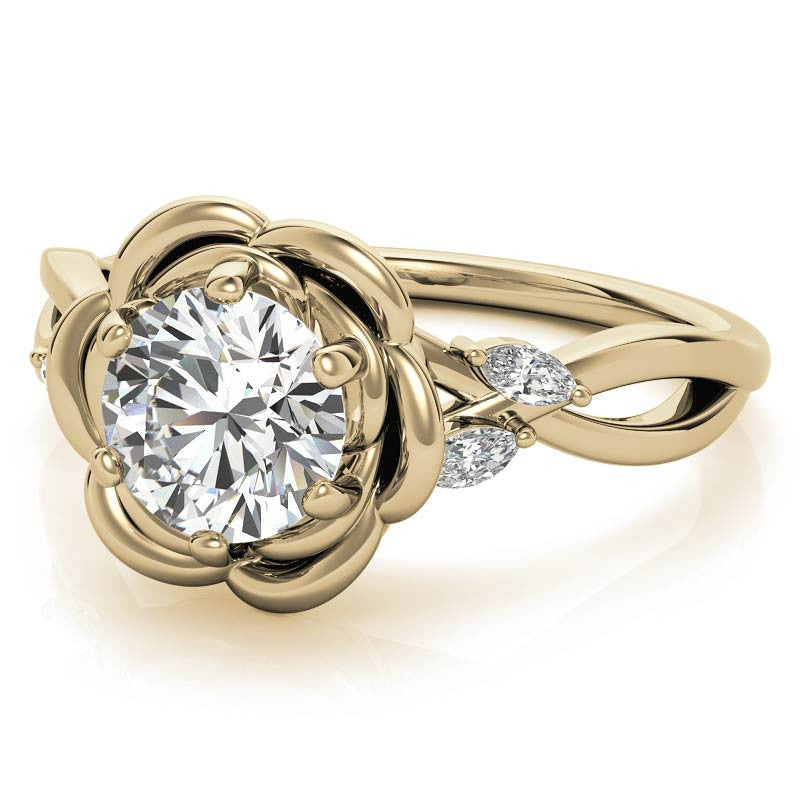 6-Prong Floral Split Shank Moissanite Engagement Ring