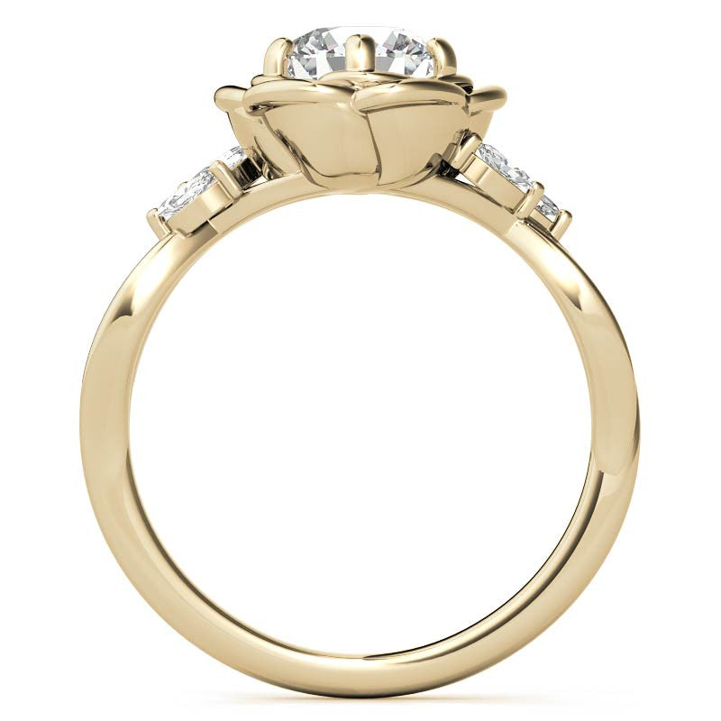6-Prong Floral Split Shank Moissanite Engagement Ring