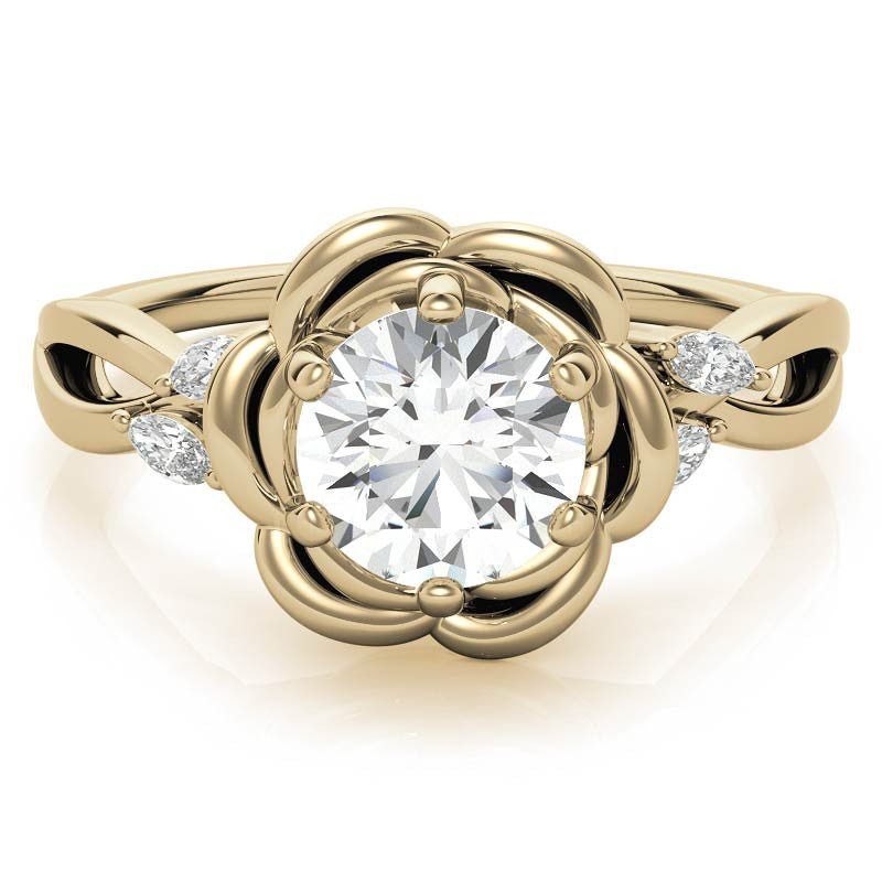 6-Prong Floral Split Shank Moissanite Engagement Ring