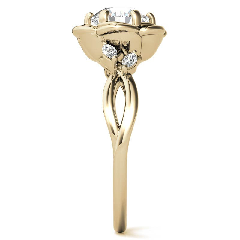 6-Prong Floral Split Shank Moissanite Engagement Ring
