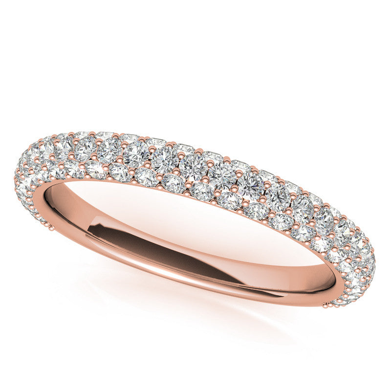 Round Pave Moissanite Cathedral Engagement Ring with Hidden Halo