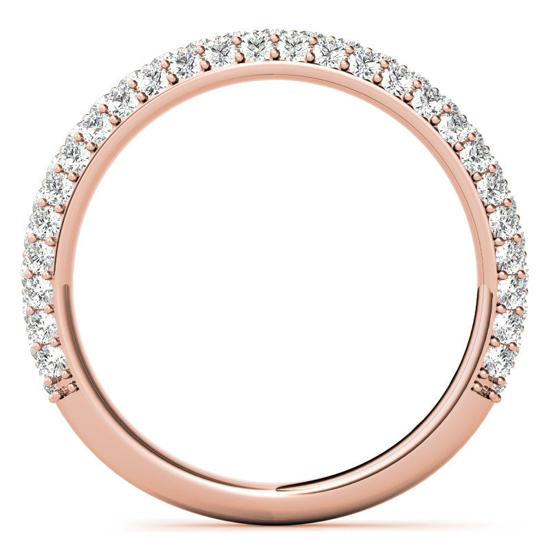 Round Pave Moissanite Cathedral Engagement Ring with Hidden Halo