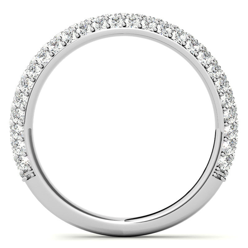 Round Pave Moissanite Cathedral Engagement Ring with Hidden Halo