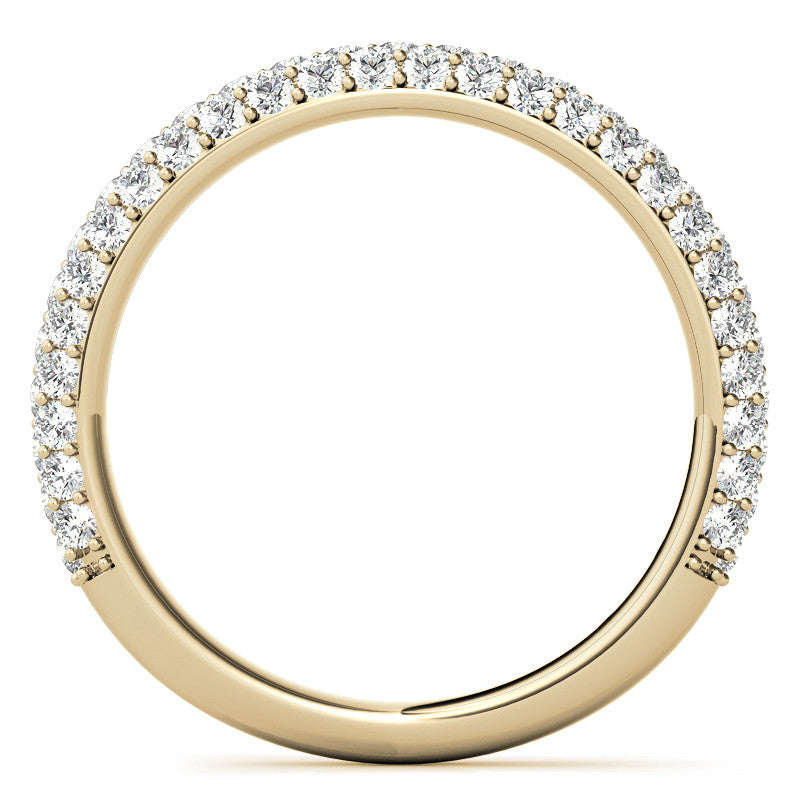 Round Pave Moissanite Cathedral Engagement Ring with Hidden Halo