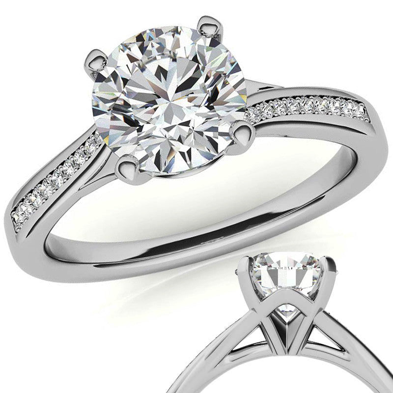 Round Bypass Channel Moissanite Engagement Ring