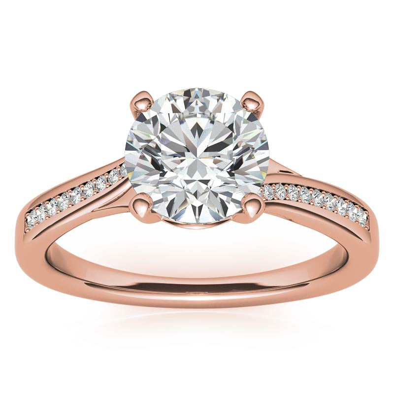 Round Bypass Channel Moissanite Engagement Ring